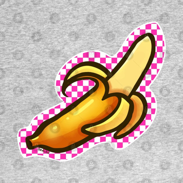 Pink Checkerboard Banana by Jan Grackle